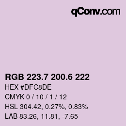 カラーコード: RGB 223.7 200.6 222 | qconv.com