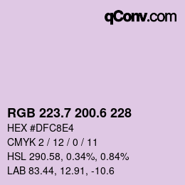 カラーコード: RGB 223.7 200.6 228 | qconv.com