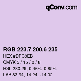 カラーコード: RGB 223.7 200.6 235 | qconv.com