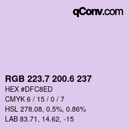 カラーコード: RGB 223.7 200.6 237 | qconv.com