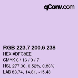 カラーコード: RGB 223.7 200.6 238 | qconv.com