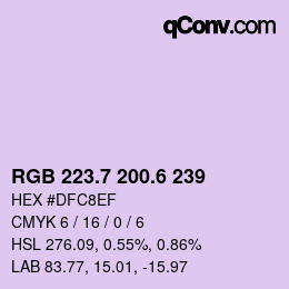 カラーコード: RGB 223.7 200.6 239 | qconv.com