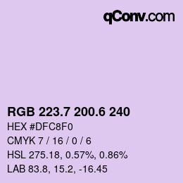 カラーコード: RGB 223.7 200.6 240 | qconv.com