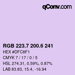 カラーコード: RGB 223.7 200.6 241 | qconv.com