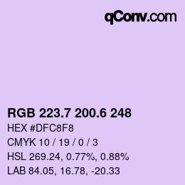 カラーコード: RGB 223.7 200.6 248 | qconv.com