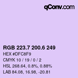 カラーコード: RGB 223.7 200.6 249 | qconv.com
