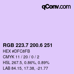 カラーコード: RGB 223.7 200.6 251 | qconv.com