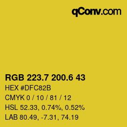 カラーコード: RGB 223.7 200.6 43 | qconv.com