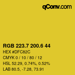 カラーコード: RGB 223.7 200.6 44 | qconv.com