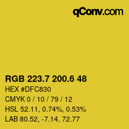カラーコード: RGB 223.7 200.6 48 | qconv.com