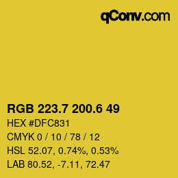 カラーコード: RGB 223.7 200.6 49 | qconv.com