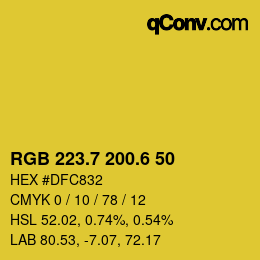 カラーコード: RGB 223.7 200.6 50 | qconv.com