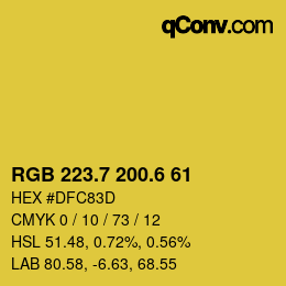 カラーコード: RGB 223.7 200.6 61 | qconv.com