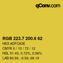 カラーコード: RGB 223.7 200.6 62 | qconv.com