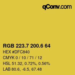 カラーコード: RGB 223.7 200.6 64 | qconv.com