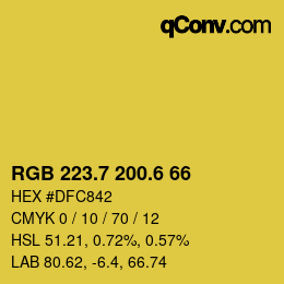 カラーコード: RGB 223.7 200.6 66 | qconv.com