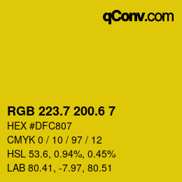 カラーコード: RGB 223.7 200.6 7 | qconv.com