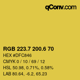 カラーコード: RGB 223.7 200.6 70 | qconv.com