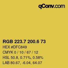 カラーコード: RGB 223.7 200.6 73 | qconv.com