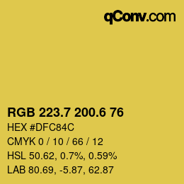 カラーコード: RGB 223.7 200.6 76 | qconv.com