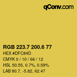 カラーコード: RGB 223.7 200.6 77 | qconv.com