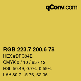 カラーコード: RGB 223.7 200.6 78 | qconv.com