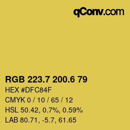 カラーコード: RGB 223.7 200.6 79 | qconv.com