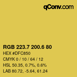 カラーコード: RGB 223.7 200.6 80 | qconv.com