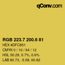 カラーコード: RGB 223.7 200.6 81 | qconv.com