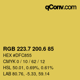 カラーコード: RGB 223.7 200.6 85 | qconv.com