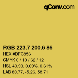 カラーコード: RGB 223.7 200.6 86 | qconv.com