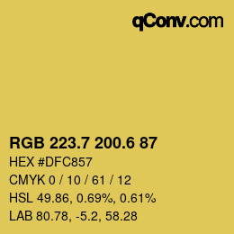 カラーコード: RGB 223.7 200.6 87 | qconv.com