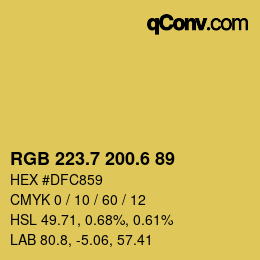 カラーコード: RGB 223.7 200.6 89 | qconv.com
