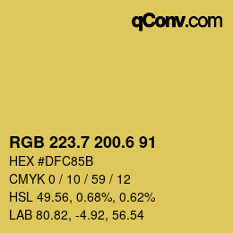 カラーコード: RGB 223.7 200.6 91 | qconv.com