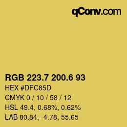 カラーコード: RGB 223.7 200.6 93 | qconv.com