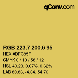 カラーコード: RGB 223.7 200.6 95 | qconv.com