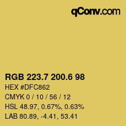 カラーコード: RGB 223.7 200.6 98 | qconv.com