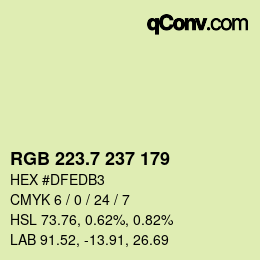 カラーコード: RGB 223.7 237 179 | qconv.com