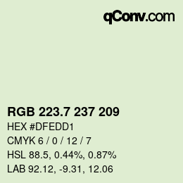 カラーコード: RGB 223.7 237 209 | qconv.com