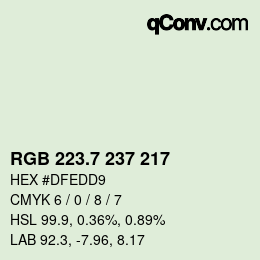 カラーコード: RGB 223.7 237 217 | qconv.com