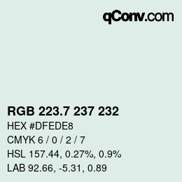 カラーコード: RGB 223.7 237 232 | qconv.com