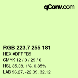 カラーコード: RGB 223.7 255 181 | qconv.com