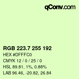 カラーコード: RGB 223.7 255 192 | qconv.com