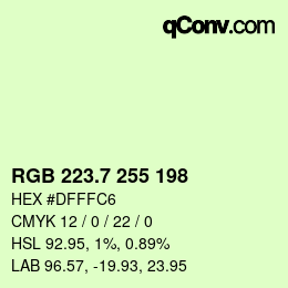 カラーコード: RGB 223.7 255 198 | qconv.com