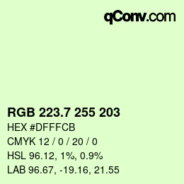 カラーコード: RGB 223.7 255 203 | qconv.com