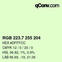 カラーコード: RGB 223.7 255 204 | qconv.com