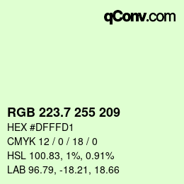 カラーコード: RGB 223.7 255 209 | qconv.com
