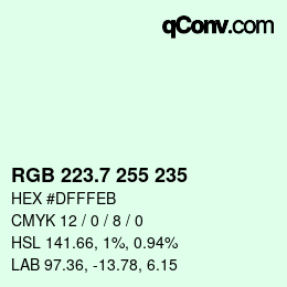 カラーコード: RGB 223.7 255 235 | qconv.com