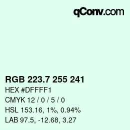 カラーコード: RGB 223.7 255 241 | qconv.com