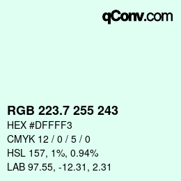 カラーコード: RGB 223.7 255 243 | qconv.com